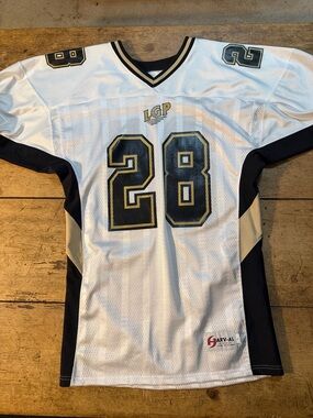 LG Men's White & Black Number 28 Football Jersey